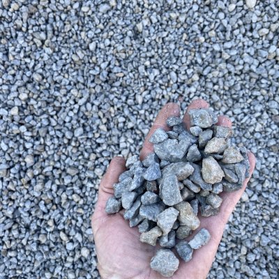 Limestone gravel in hand